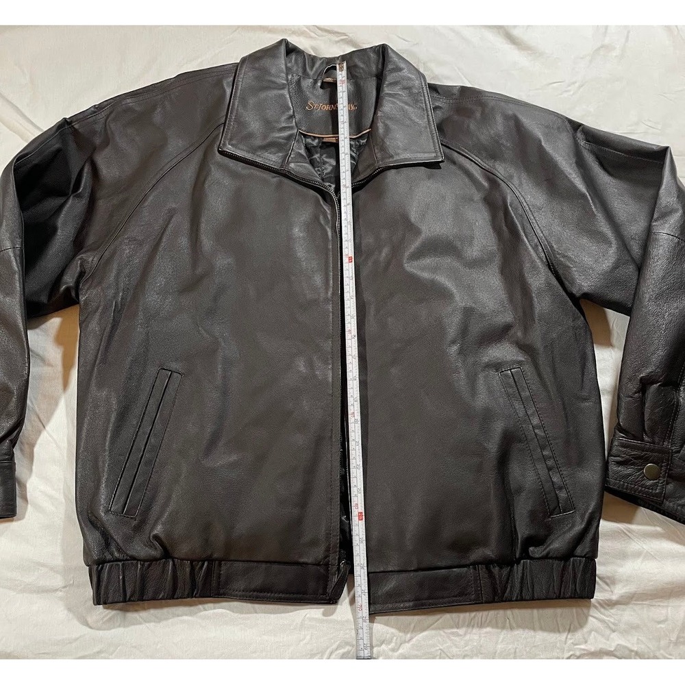 St. John's Bay Black Leather Jacket, Large - Picture 9 of 13